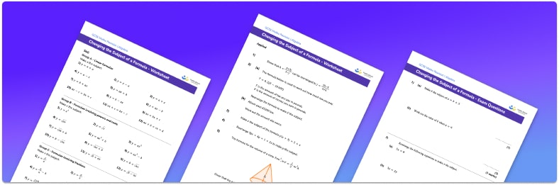 Changing the subject of a formula worksheet