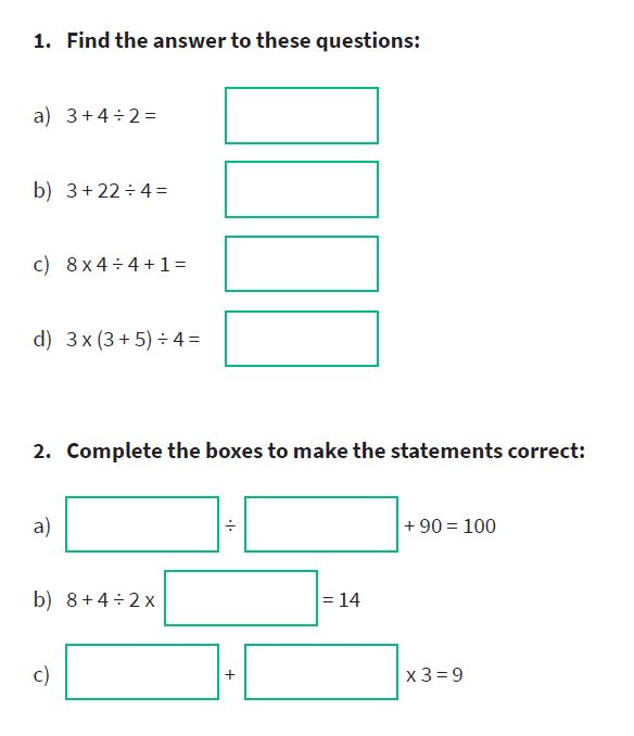 Year 6 bodmas bidmas questions