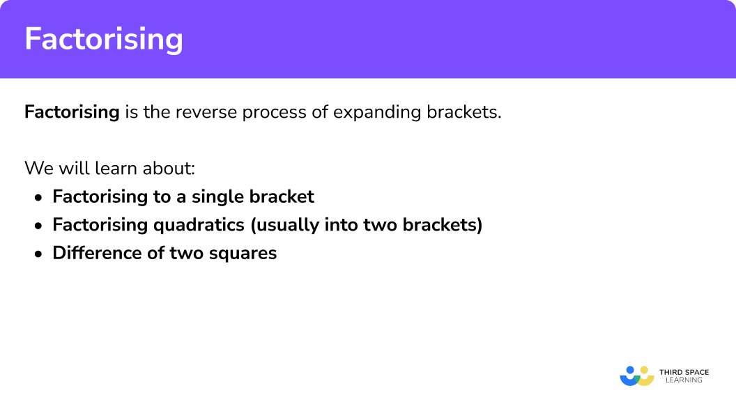 Explain how to factorise expressions